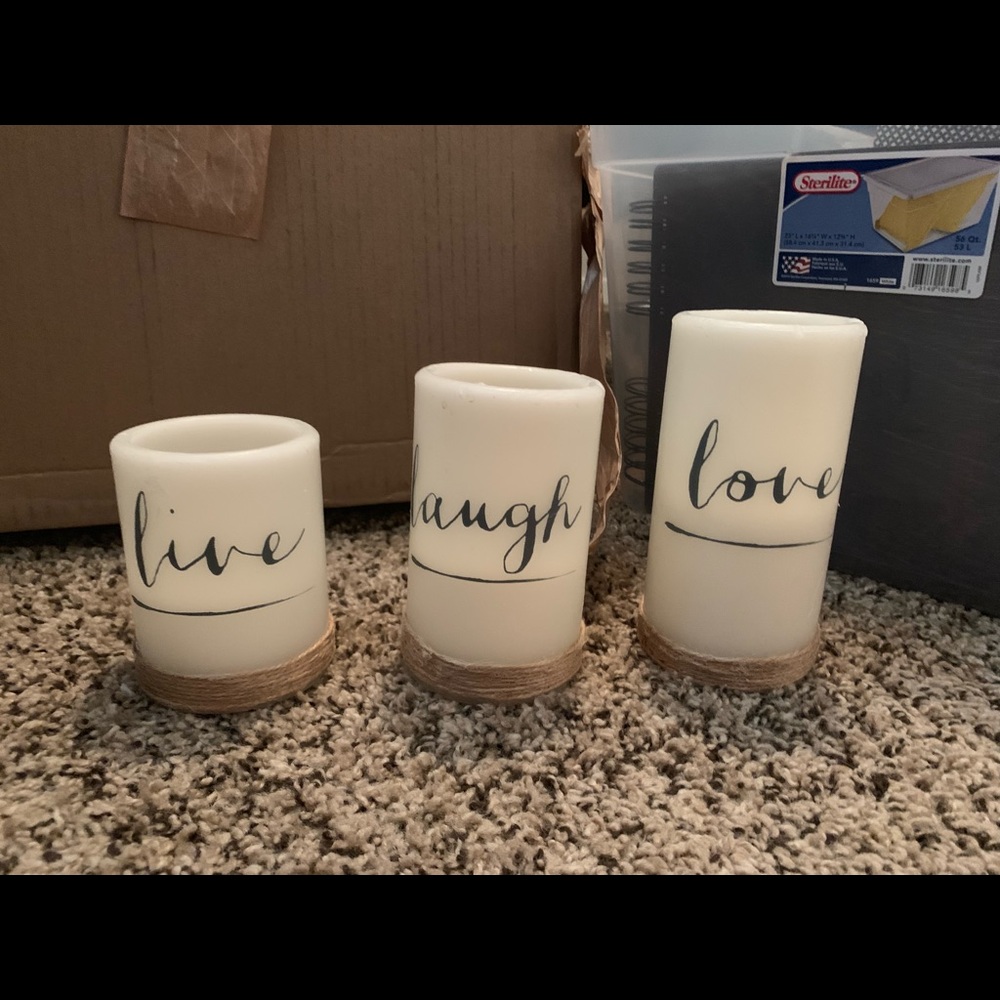 Lice, Laugh, Love Light Up candles